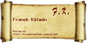 Franek Kálmán névjegykártya